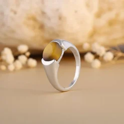 Silver Tiger Eye Men Ring For Him