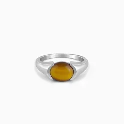 Silver Tiger Eye Men Ring For Him