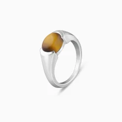 Silver Tiger Eye Men Ring For Him