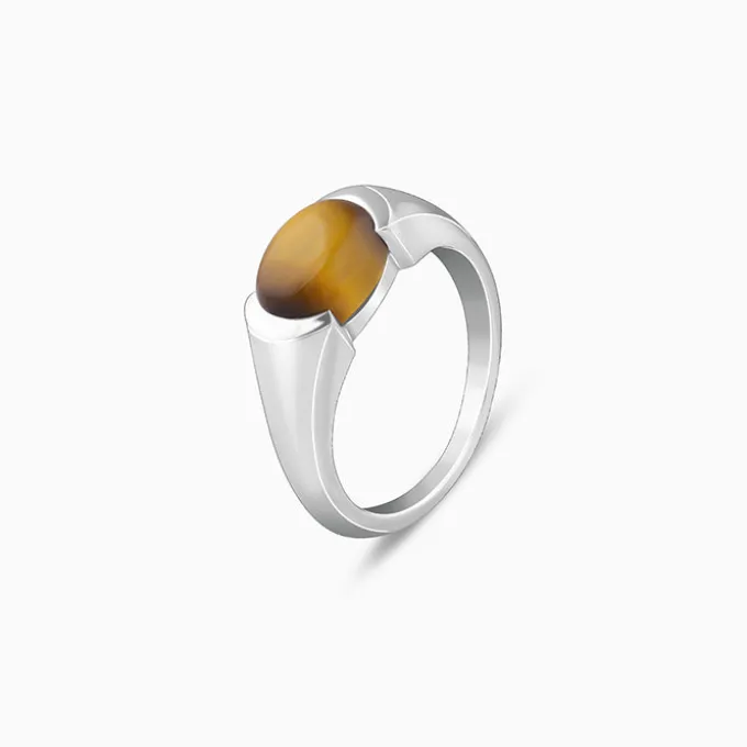 Silver Tiger Eye Men Ring For Him