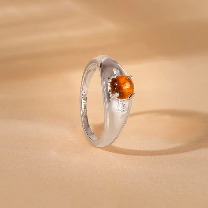 Silver Tiger Eye Ring For Him