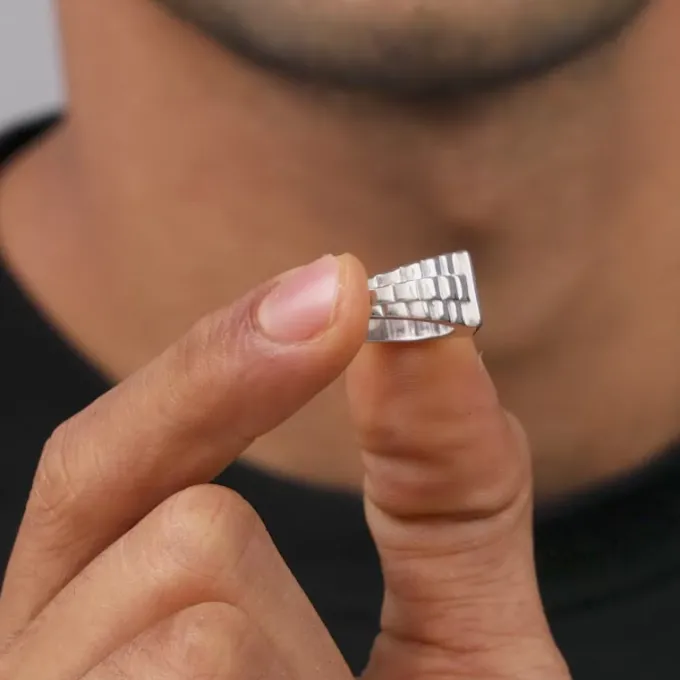Silver Titan Square Ring For Him