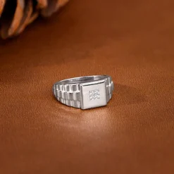 Silver Titan Square Ring For Him