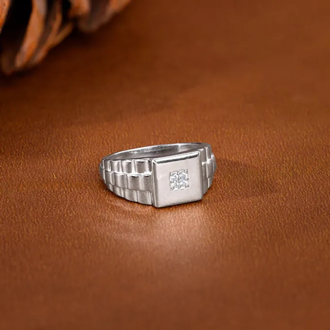 Silver Titan Square Ring For Him