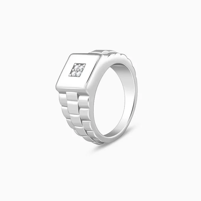 Silver Titan Square Ring For Him