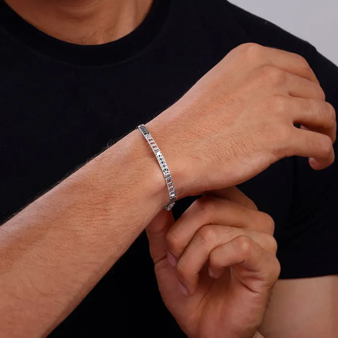 Silver Titan Weave Bracelet For Him