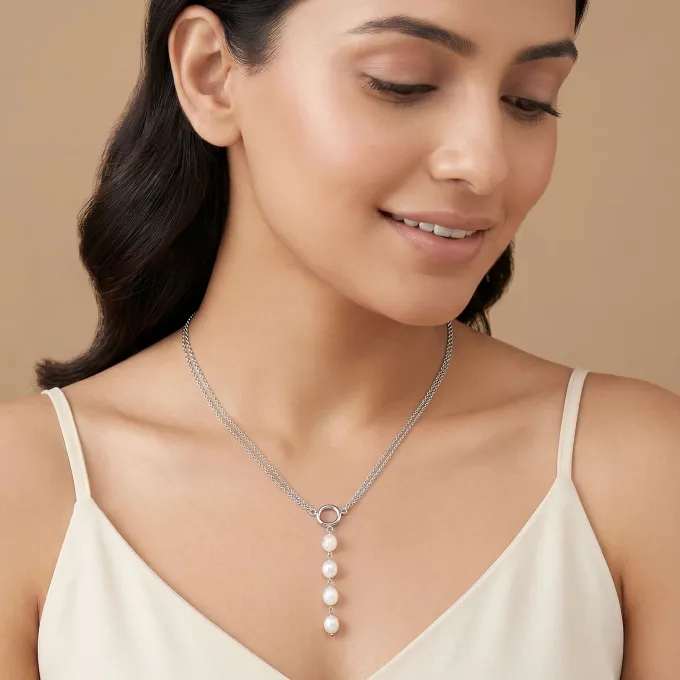 Silver Tony Pearl Necklace