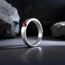 Silver Trend Garnet Ring For Him