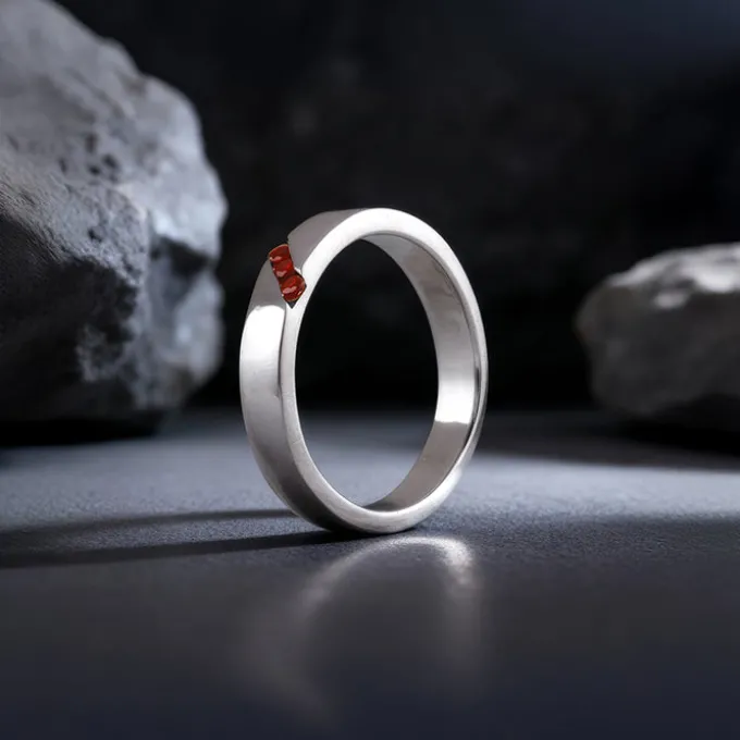 Silver Trend Garnet Ring For Him