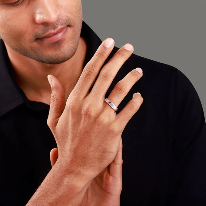 Silver Trend Garnet Ring For Him