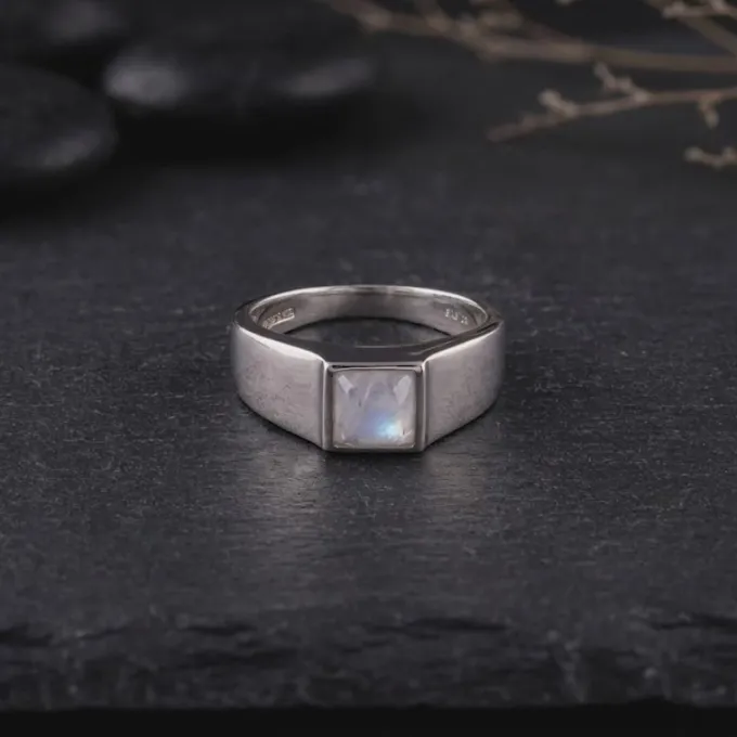 Silver Trend Moonstone Ring For Him