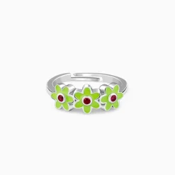 Silver Triple Bloom Kids Ring