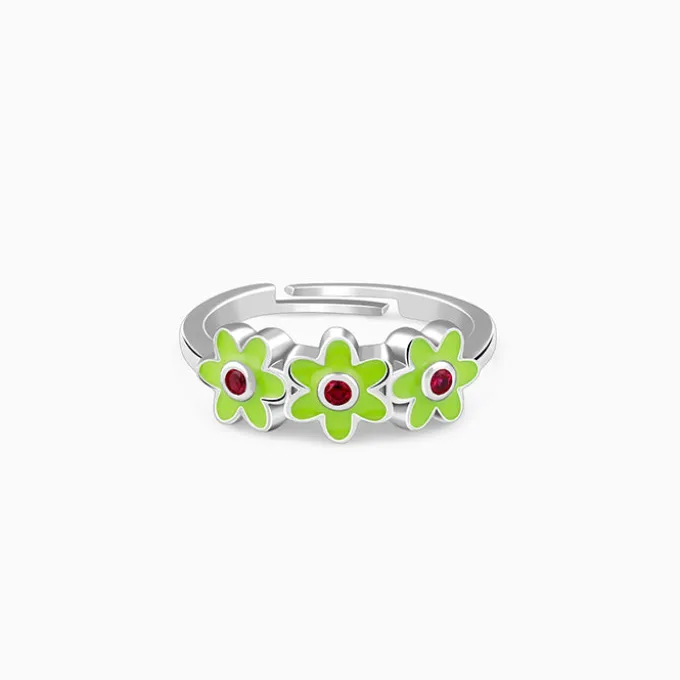 Silver Triple Bloom Kids Ring