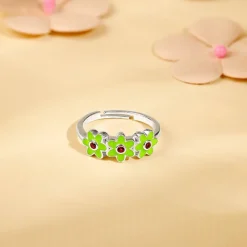 Silver Triple Bloom Kids Ring