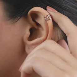 Silver Triple Clip On Hoop Earrings