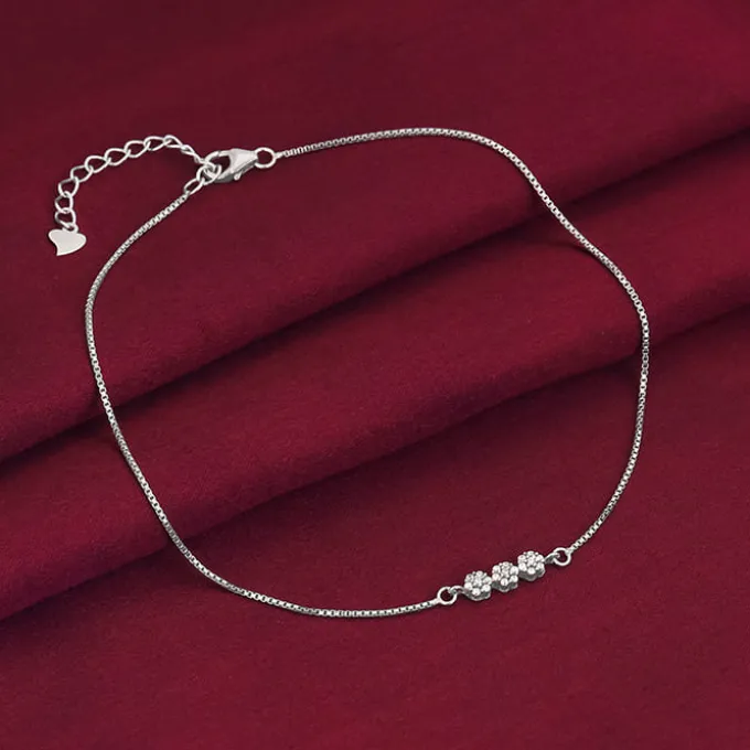 Silver Triple Flora Anklet