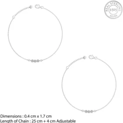 Silver Triple Flora Anklet