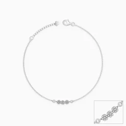 Silver Triple Flora Anklet