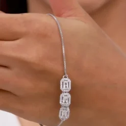 Silver Triple Zircon Bracelet