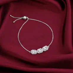 Silver Triple Zircon Bracelet