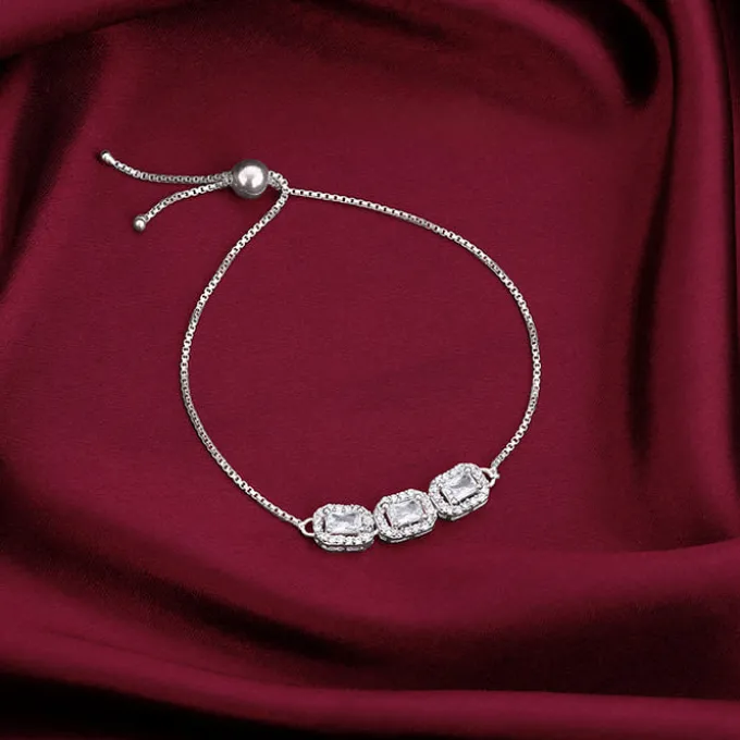 Silver Triple Zircon Bracelet