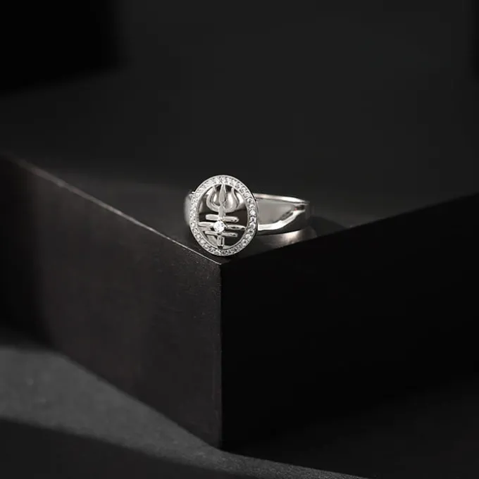Silver Trishul Ring For Him