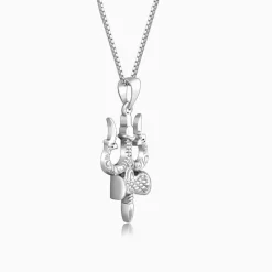 Silver Trishula Pendant with Box Chain For Him