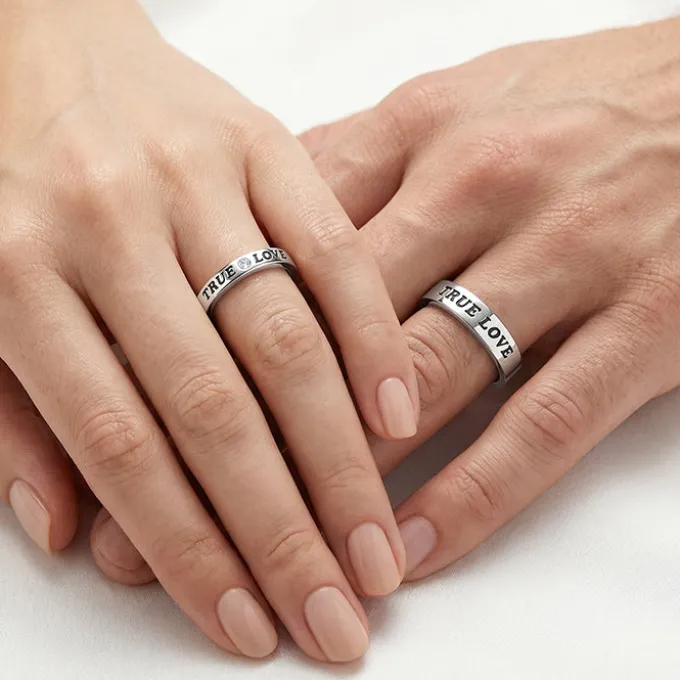 Silver True Love Couple Rings