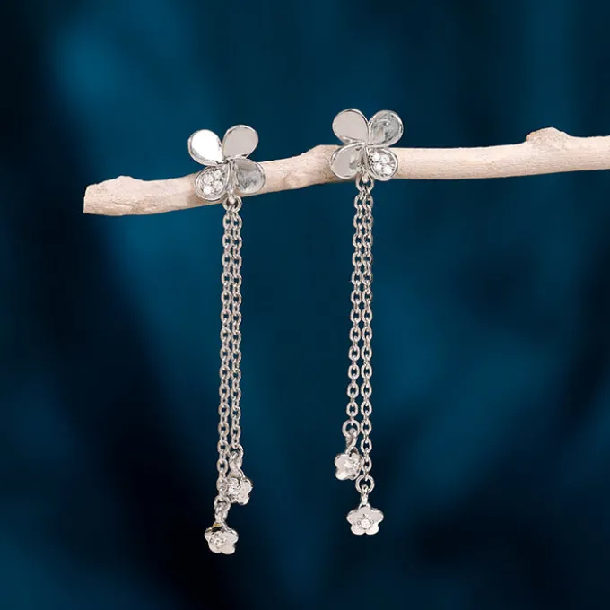 Silver Twilight Petals Earrings