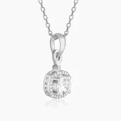 Silver Twilight Solitaire Pendant With Link Chain