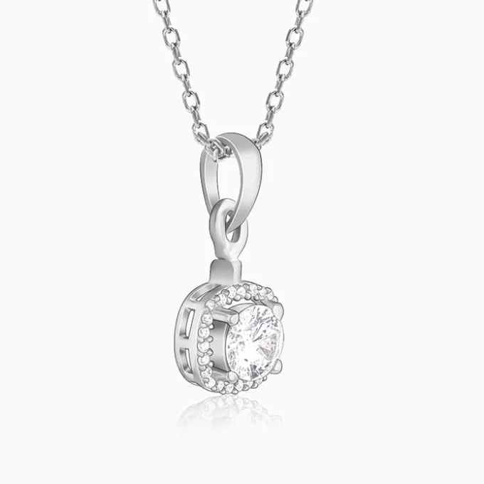 Silver Twilight Solitaire Pendant With Link Chain