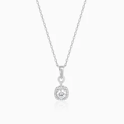 Silver Twilight Solitaire Pendant With Link Chain