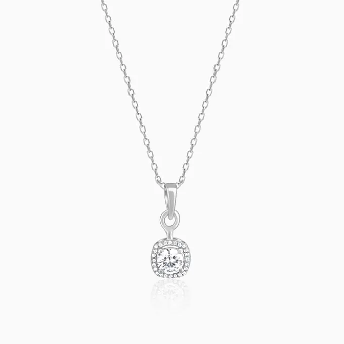 Silver Twilight Solitaire Pendant With Link Chain