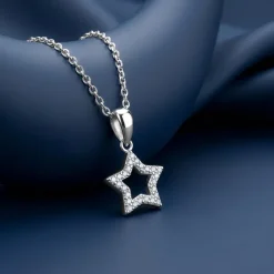 Silver Twinkle Star Pendant with Link Chain