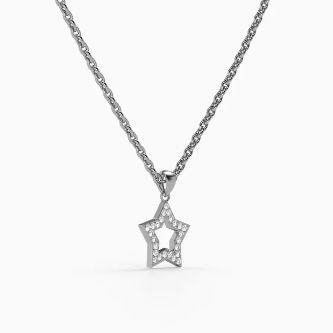 Silver Twinkle Star Pendant with Link Chain