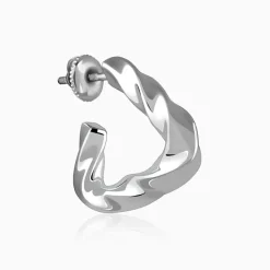 Silver Twisted Story Hoop Earrings