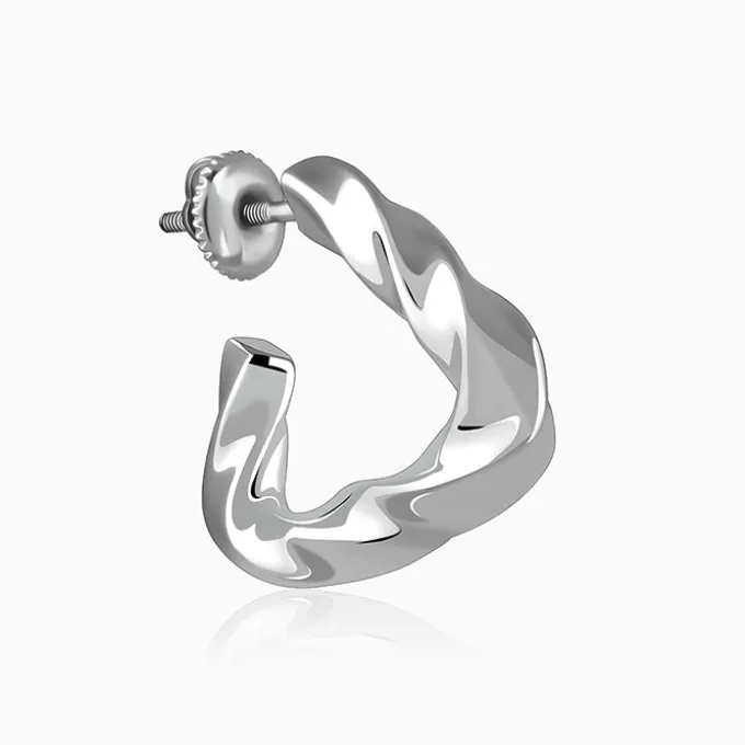 Silver Twisted Story Hoop Earrings