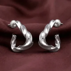 Silver Twisted Story Hoop Earrings