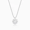 Silver Twofold Solitaire Pendant With Link Chain