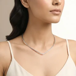 Silver V Shape Hasli Necklace