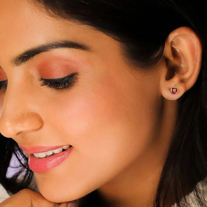 Silver Valentine Heart Stud Earrings