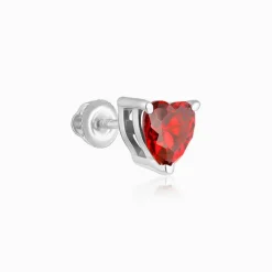 Silver Valentine Heart Stud Earrings
