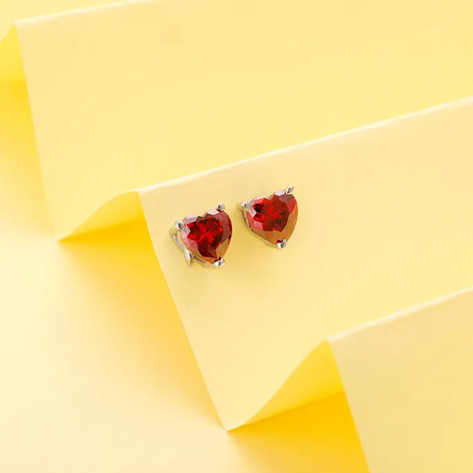Silver Valentine Heart Stud Earrings