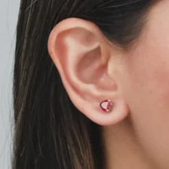 Silver Valentine Heart Stud Earrings