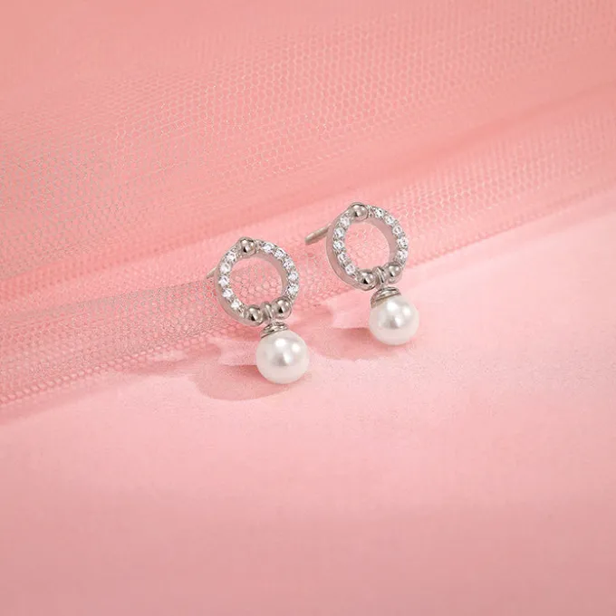 Silver Vibing Pearl Earrings