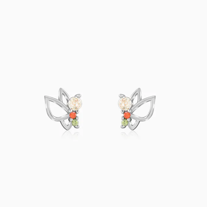 Silver Vibrant Butterfly Earrings