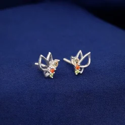 Silver Vibrant Butterfly Earrings