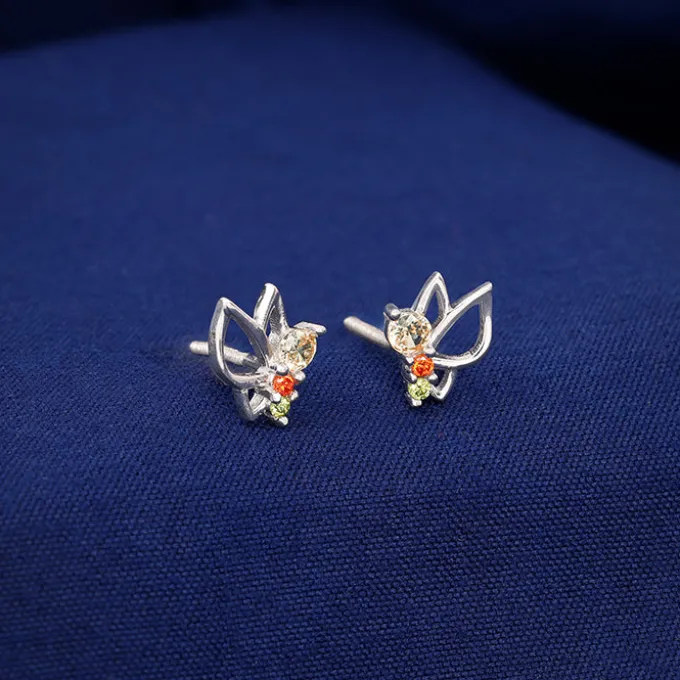 Silver Vibrant Butterfly Earrings