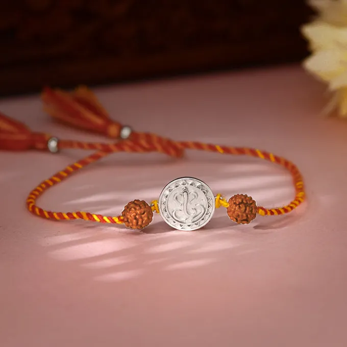 Silver Vignesha Rudraksha Rakhi