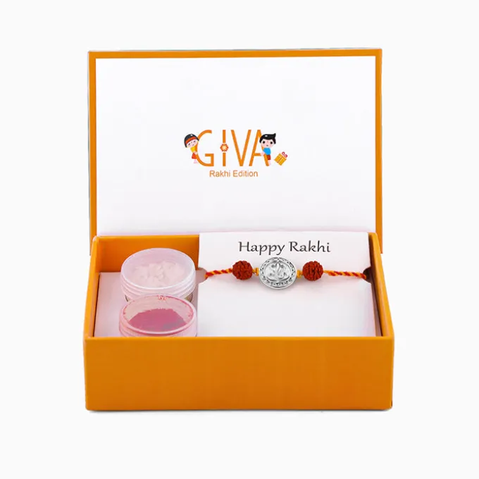 Silver Vignesha Rudraksha Rakhi